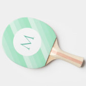 Aangepaste monogram Munt Groene Striped Moderne Sj Tafeltennisbatje (Zijkant)