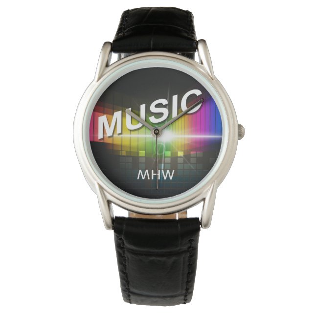 Aangepaste monogram muziekillustratie horloge (Voorkant)