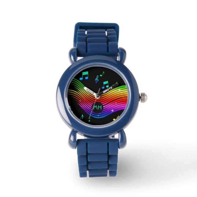 Aangepaste monogram muziekillustratie horloge (Voorkant)