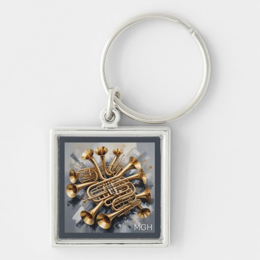 Aangepaste Monogram Muziekinstrumenten Sleutelhanger (Voorkant)