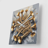 Aangepaste Monogram Muziekinstrumenten Vierkante Klok (Hoek)