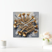 Aangepaste Monogram Muziekinstrumenten Vierkante Klok (Huis)