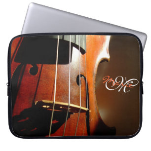 Aangepaste monogram muziekopening met Violin lapto Laptop Sleeve