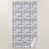 Aangepaste monogram muziekpatroon handdoek (Voorkant)