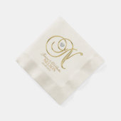 Aangepaste monogram N Gold Heart Wedding Napkin Servet (Hoek)