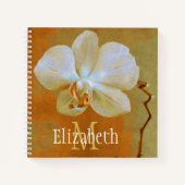 Aangepaste monogram naam artistieke Golden Orchid Notitieboek (Voorkant)