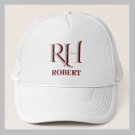 Aangepaste monogram naam bal trucker pet<br><div class="desc">UNIEKE GELAAGDHEID VAN HET MONOGRAM — wat het het gevoel van diepte geeft, eenvoudig en verfijnd. Perfect als vaderdag cadeaus voor papa, cadeaus voor opa, man, beste man, bruidsjonkers en meer. Of, misschien geniet je gewoon van jezelf! En ja, er is een bijpassende golf hoofddekking. Als u ontwerpvragen of een...</div>