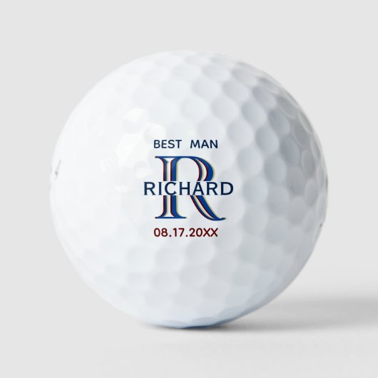 Aangepaste monogram naam Beste Man Weddenschap Fav Golfballen (Voorkant)