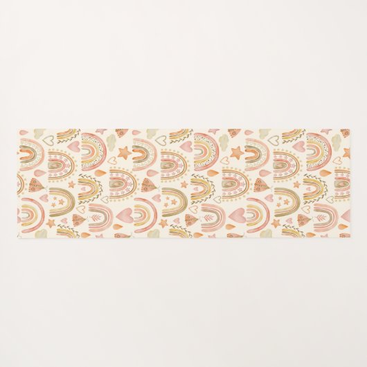 Aangepaste monogram naam Boho Rainbow Yoga Mat (Achterkant (horizontaal))