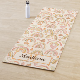 Aangepaste monogram naam Boho Rainbow Yoga Mat