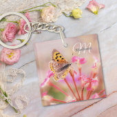 Aangepaste monogram naam Butterfly Sleutelhanger