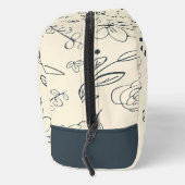 Aangepaste Monogram Naam Charcoal Cream Bloemen Pa Toilettasje (Rechts)