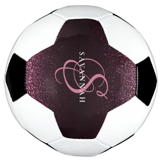 Aangepaste monogram naam Cool Girly Glitter Voetbal (Gedraaid)