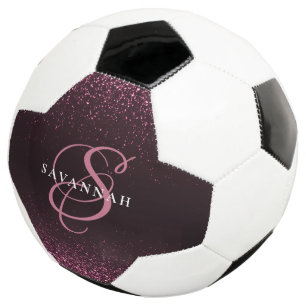 Aangepaste monogram naam Cool Girly Glitter Voetbal