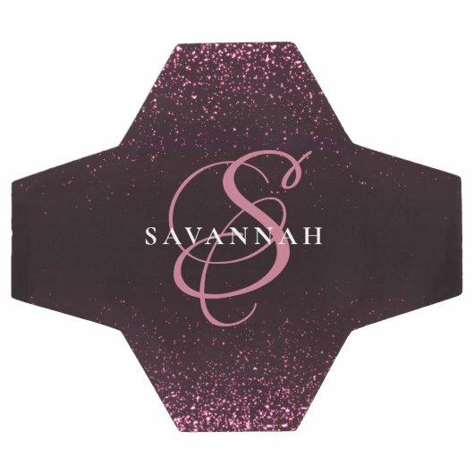 Aangepaste monogram naam Cool Girly Glitter Voetbal (Enkel)