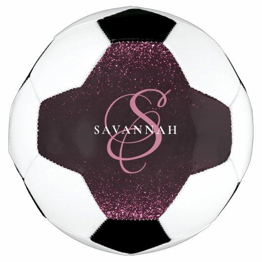 Aangepaste monogram naam Cool Girly Glitter Voetbal (Voorkant)