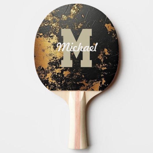 Aangepaste Monogram Naam Cool Sports Mannen Tafeltennisbatje (Achterkant)