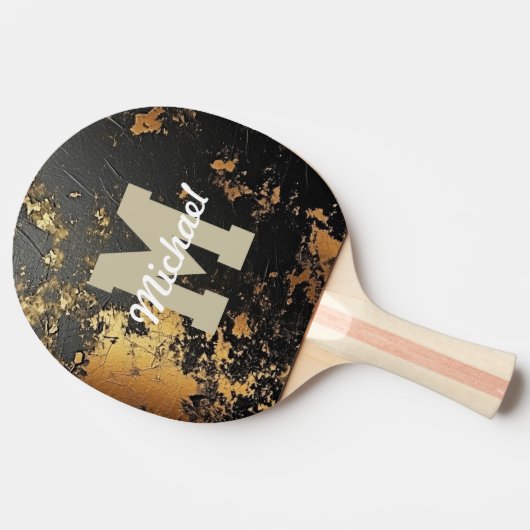Aangepaste Monogram Naam Cool Sports Mannen Tafeltennisbatje (Zijkant)