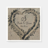 Aangepaste monogram Naam Datum Beach Weddenzand He Servet (Voorkant)