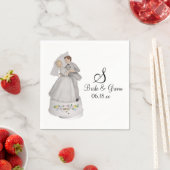 Aangepaste monogram Naam Datum Bride Groom Wedding Servet (Insitu)