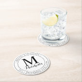 Aangepaste monogram Naam Datum bruiloft Ronde Kartonnen Onderzetter (Insitu)