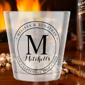 Aangepaste monogram Naam Datum bruiloft Shot Glas