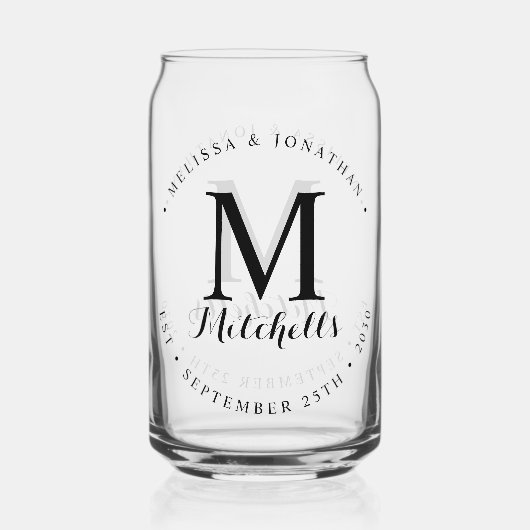 Aangepaste Monogram Naam Datum Moderne Elegante Br Blikvorm Glas (Voorkant)