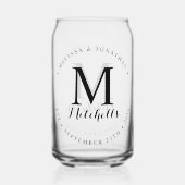 Aangepaste Monogram Naam Datum Moderne Elegante Br Blikvorm Glas (Achterkant)