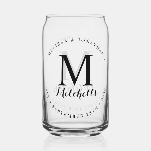 Aangepaste Monogram Naam Datum Moderne Elegante Br Blikvorm Glas (Achterkant)