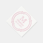 Aangepaste monogram Naam Datum Witte pasta Roze Li Servetten (Hoek)