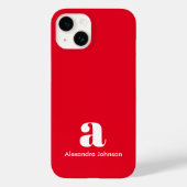 Aangepaste monogram naam Eenvoudig rood modern Case-Mate iPhone Case (Achterkant)