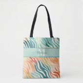 Aangepaste monogram naam Elegant gedempt veelkleur Tote Bag (Voorkant)