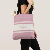 Aangepaste monogram naam elegant roze tote bag (Dichtbij)