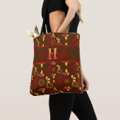 Aangepaste Monogram Naam Elegante Herfstkleuren Tote Bag (Dichtbij)