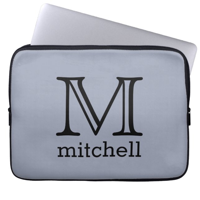 Aangepaste monogram, naam en kleur laptophoezen laptop sleeve (Voorkant)