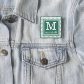 Aangepaste monogram, naam en kleurknop vierkante button 5,1 cm (In situ)