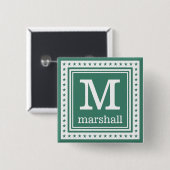 Aangepaste monogram, naam en kleurknop vierkante button 5,1 cm (Voorkant /achterkant)