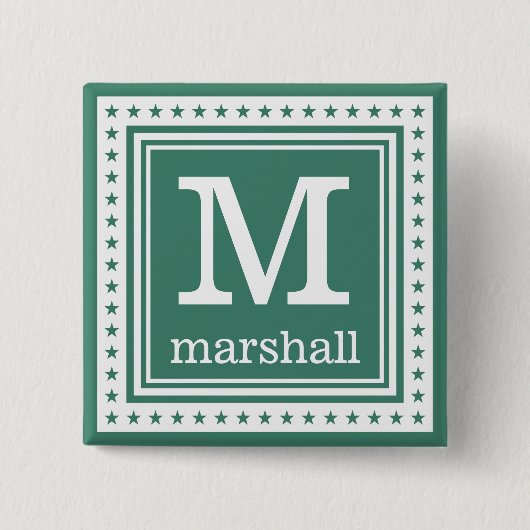 Aangepaste monogram, naam en kleurknop vierkante button 5,1 cm (Voorkant)