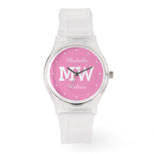 Aangepaste monogram, naam en kleurmonsters horloge