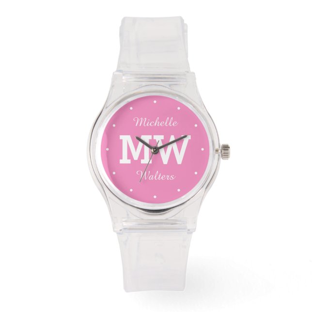 Aangepaste monogram, naam en kleurmonsters horloge (Voorkant)