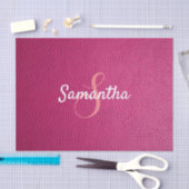 Aangepaste monogram naam Faux roze lederen textuur Tissuepapier (Craft)