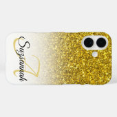 Aangepaste monogram naam Gold Glitter Ombre Case-Mate iPhone Case (Achterkant (horizontaal))