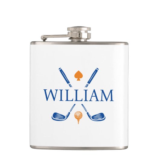 Aangepaste monogram naam Golf Clubs Ace Classic Heupfles (Voorkant)