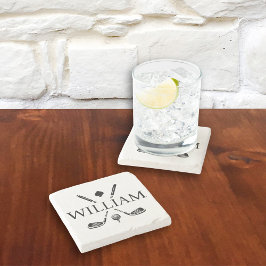 Aangepaste monogram naam Golf Clubs Ace Classic Stenen Onderzetter