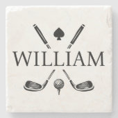 Aangepaste monogram naam Golf Clubs Ace Classic Stenen Onderzetter (Voorkant)