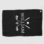 Aangepaste monogram naam Golf Clubs Ace Golf Balls Golfhanddoek (Horizontaal)