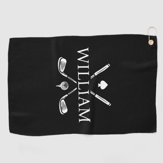 Aangepaste monogram naam Golf Clubs Ace Golf Balls Golfhanddoek (Horizontaal)