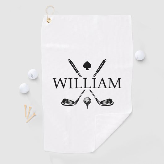 Aangepaste monogram naam Golf Clubs Ace Golf Balls Golfhanddoek (Insitu)