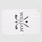 Aangepaste monogram naam Golf Clubs Ace Golf Balls Golfhanddoek (Horizontaal)