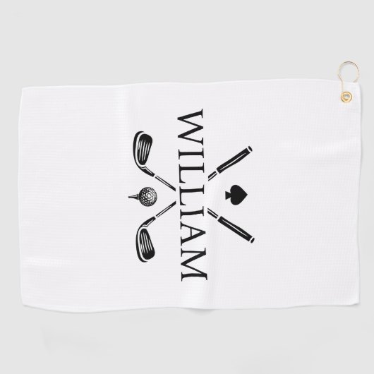 Aangepaste monogram naam Golf Clubs Ace Golf Balls Golfhanddoek (Horizontaal)